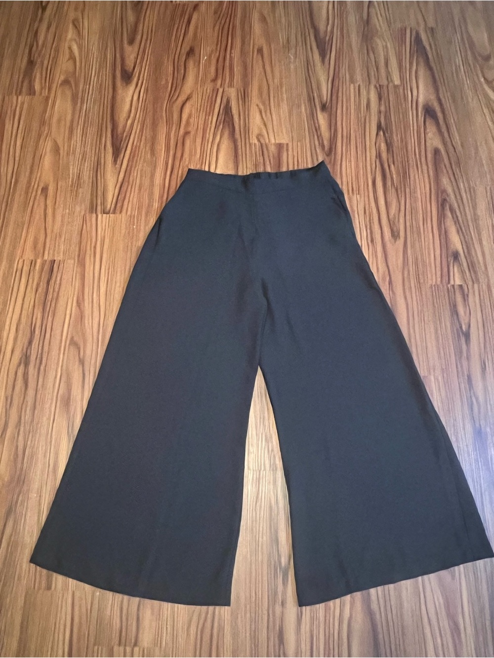 High-Rise Black Wide Leg Culotte Pants